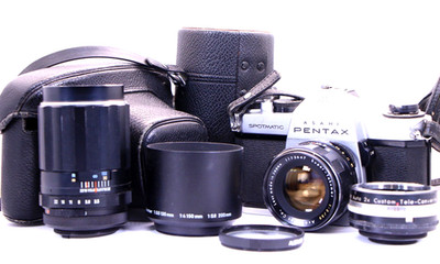Asahi Pentax Spotmatic SP II M42 Super Takumar 55/2 135/3.5 lens