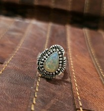 Southwestern Sterling Silver Pear Opal Ring Size 6 Handcrafted New