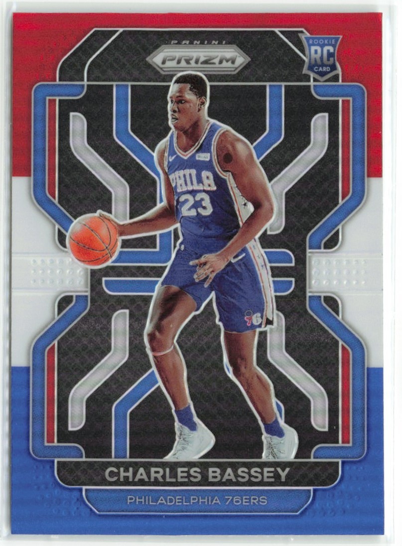 Charles Bassey RC 2021-22 Panini Prizm Red White Blue Philadelphia 76ers #304