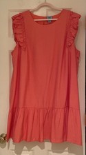 Cece Pink Sleeveless Shift Dress Size 22W Ruffled Shoulder Keyhole Back Peplum