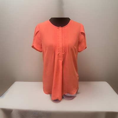 DANIEL RAINN Coral Pleated Lightweight Short Flutter Sleeve  Blouse Size X Small