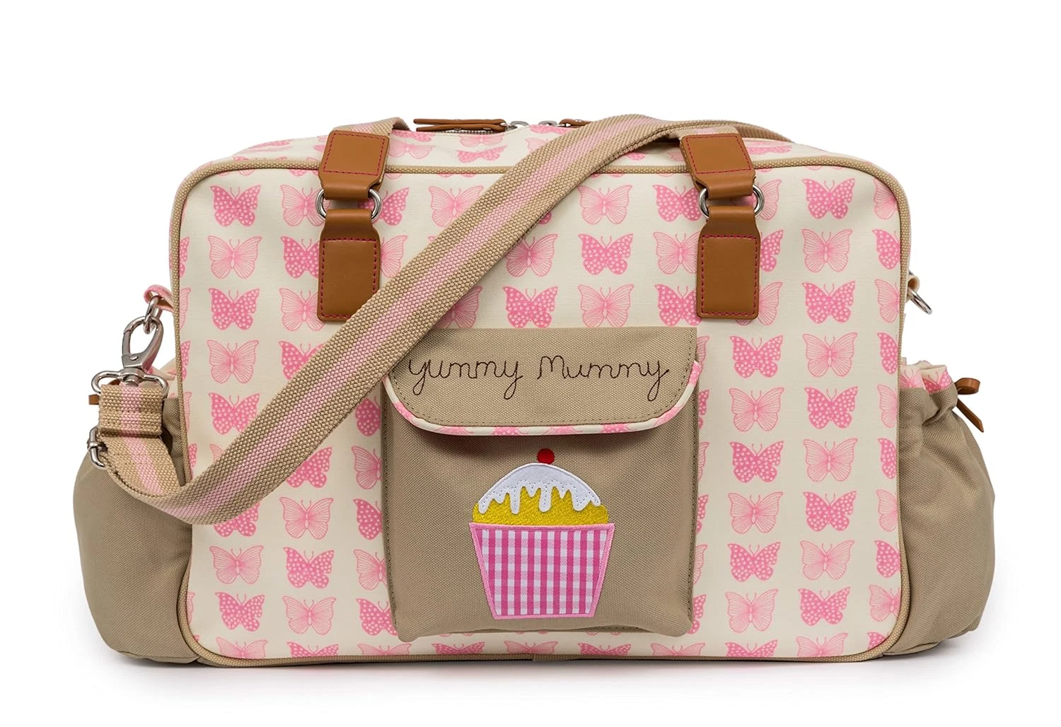 Stylish Pink Butterflies Baby Diaper Bag for Trendy Moms