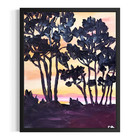Original Landscape 11x14 Acrylic Painting Sunset Trees Wall Art Canvas
