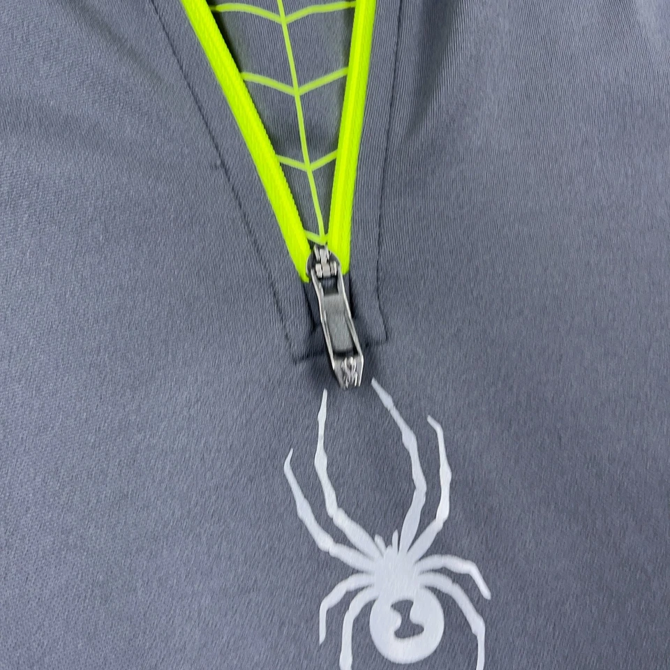 Camisa Spyder Hombres XL Gris Verde Pullover Cuarto Cremallera Rendimiento Correr Adulto * Foto 4 de 4