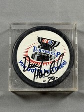 Vintage Turner Cup Playoffs Hockey Puck Black IHL Autographed Darcy Hordichuk