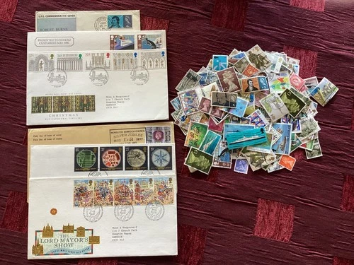 Job lot - approximately 150 British stamps plus six assorted first day covers.