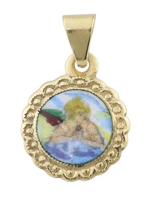 MIAMAR 1171352 Mädchen Anhänger Schutzengel 14 Karat (585) Gelbgold bunt