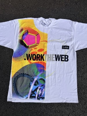 Vintage 90s Apple Computer Software Promo Shirt Y2K Lotus Macintosh AOP Size XL