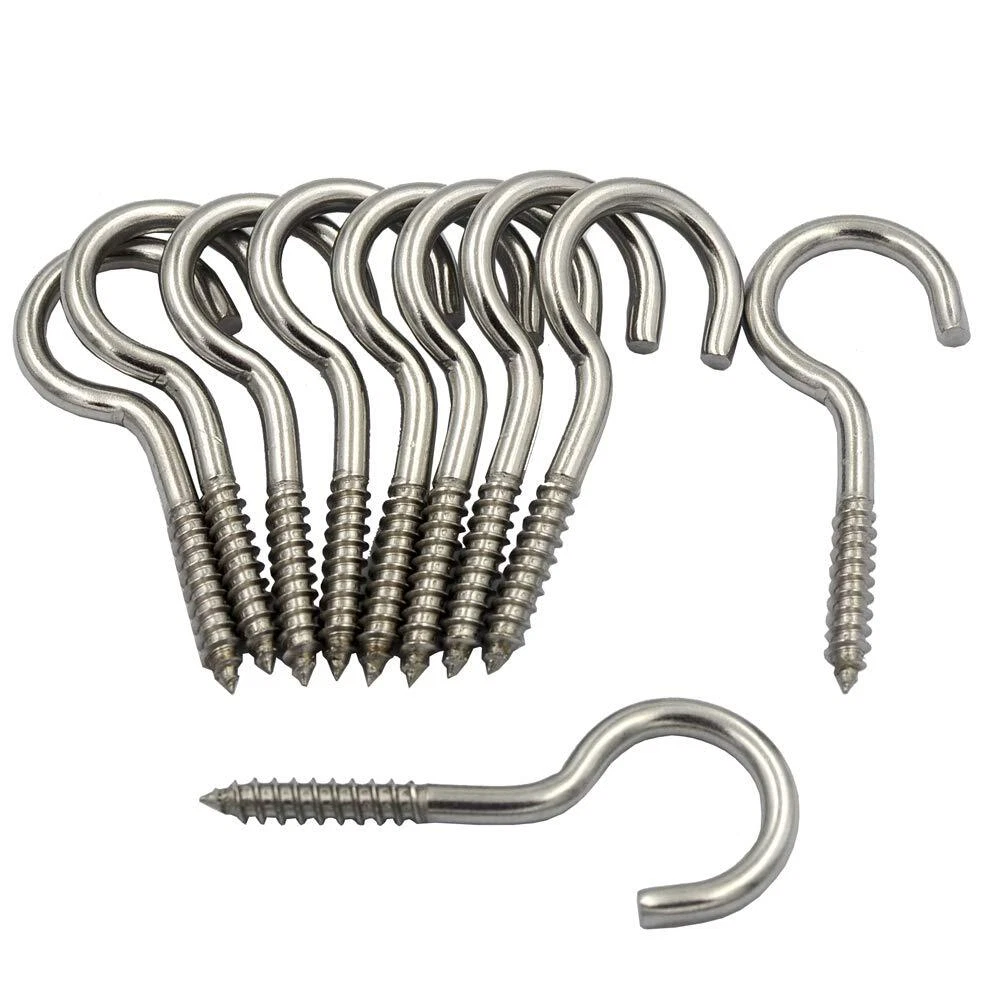 Screw In Hooks Marine Grade Stainless Steel or Zinc Plated Boat Garden Cup  Hook