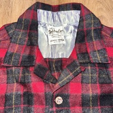 1960s Golden Line Shirt Loop Collar Vtg Flannel Rockabilly Atomic MCM Mens Large