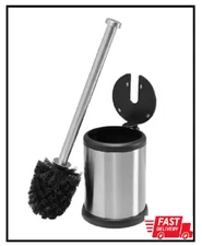 Self Closing Lid Stainless Steel Toilet Brush and Holder