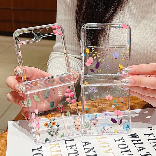 For Samsung Galaxy Z Flip6 5 4 3 Shockproof Hinge Clear Phone Case Floral Cover - Picture 6 of 21