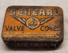 OLD GENERAL VALVE CORES TIN GAS STATION GARAGE AUTOMOBILE ADVERTISING CONTENTS