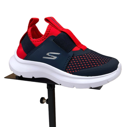 Skechers Toddler Boy's Slip-on Sneakers Size 9 Navy Blue/Red Lightweight Shoes