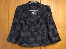 Vintage Alex & Co Ladies 3 Button Lined Black Floral Print Jacket Blazer - Uk 14