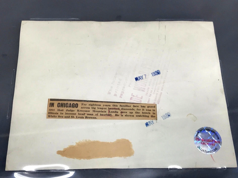 1939 Orig. Press Photo JUDGE KENESAW MOUNTAIN LANDIS White Sox St. Louis Browns - Image 4 of 4