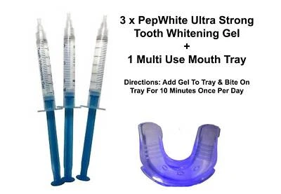 ULTRA-WHITE TEETH WHITENING 3xSyringes+1xMulti Use Mouth Tray BLEACHING GEL 33#