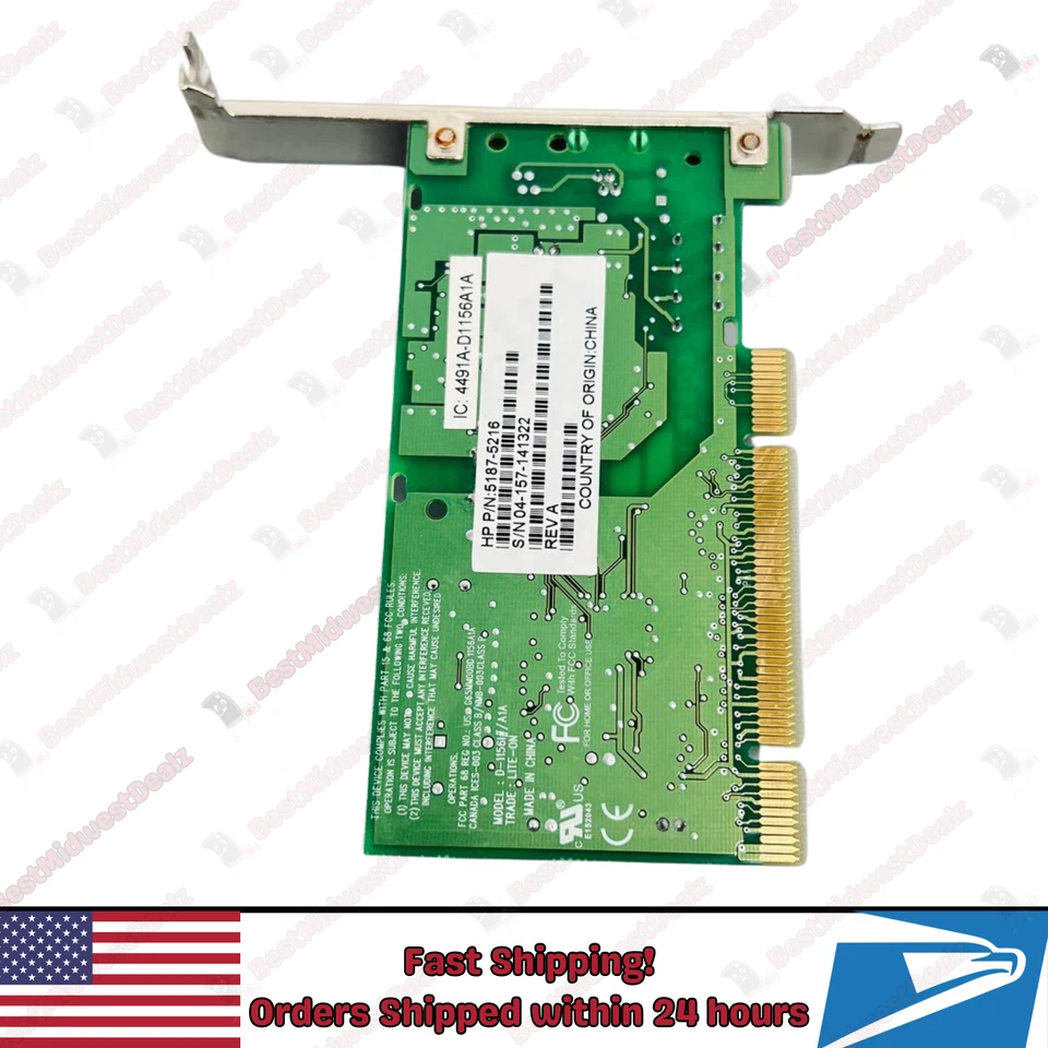 Agere Systems HP P/N:5187-5216 D-11561 # / A1A KB5817 Fax Modem Card 56K - Image 4 of 4