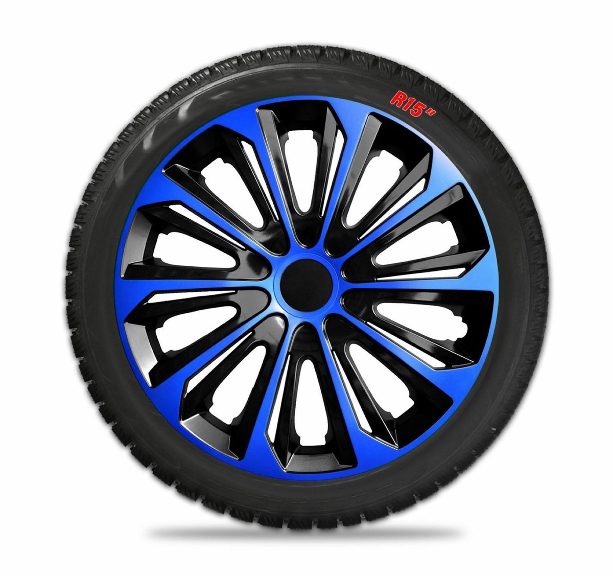 Cartrend Lot 4 Enjoliveurs 16 Pouces Noir/Argent Métallisé – ABS Qualité Choc, Double Peinture, Pour Jantes Acier Standard