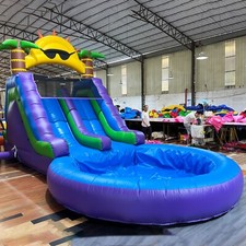 26FT Commercial Inflatable Bounce House Dual Water Slides Combo Large Pool Kids