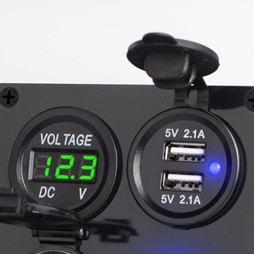 Motorcycle Power Outlet RV 2.1A&2.1A Gauge Voltmeter Charger for SUV Marine - 第 6/9 張圖片