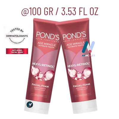 POND'S Age Miracle Facial Foam Fine Lines Anti-Aging Collagen Nourishing 2X 100g