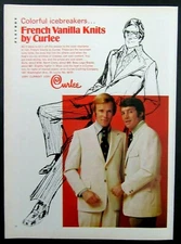 1972 CURLEE French Vanilla Knits Sports Coats Slacks Suits Magazine Ad