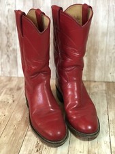 Ladies Justin Red Leather Roper Western Cowgirl Boots Size : 4.5 B L3055     