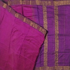 Vintage Purple Sarees 100 Pure Cotton Zari Handwoven Sari 5YD Craft Fabric
