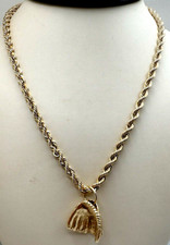 14k Yellow Gold Rope Chain With Baseball Glove Pendant 45.5 Grams