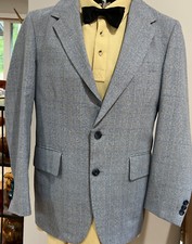 Men  s 70  s Palm Beach SUIT 2 Pc Blue Plaid 40R Summer Weight 34  X28  