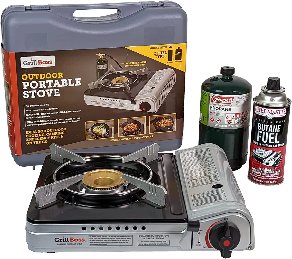 Grill Boss 90057 Dual Fuel Camp Stove Works with both Butane and Propane |  eBay