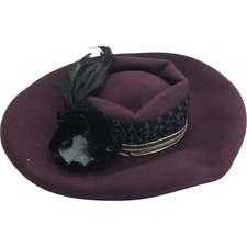 Vintage Joe Bill Miller Fashionable Hat Womens Purple Ruffled Flower Feathers