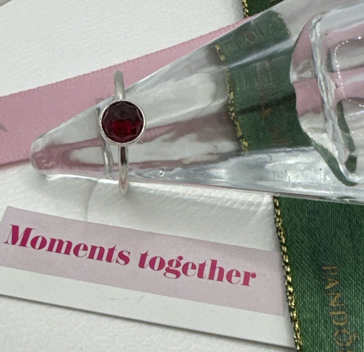 PANDORA July Birthstone Droplet Ring Size 52 191012SRU Genuine