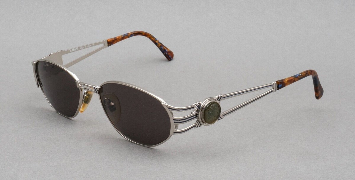 Fendi SL 7036 COL 514 Silver & Tortoise Vintage Oval Sunglasses