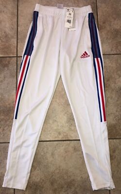 Adidas Tiro 21 Men's Track Soccer Training Pants White Blue Red HB4106 NWT