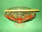 10"x6"  Depression Glass pink block optic style pattern HEAVYfooted, flared bowl
