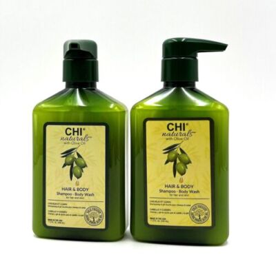 CHI NATURALS OLIVE OIL HAIR & BODY SHAMPOO & BODY WASH 11.5 oz EACH 2 Pack