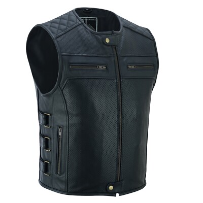Herren Lederweste Kutte Motorrad Chopper Weste Clubweste Rockerweste Biker Weste