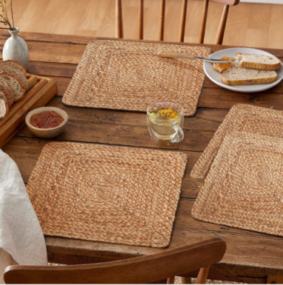 Servietten Quadratisch Jute Platzsetzs und Untersetzer Handmade Tischsets Hanf