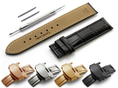 For LONGINES Watch Black Leather Strap 