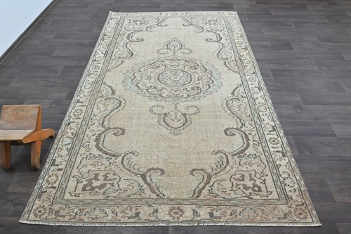 Oushak Turkish Vintage Rug 5x9 Kilim Rug Anatolian Handmade Boho Decor BROWN