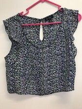 Jessica Simpson EDIE Blouse Size L Multi Eclipse Color Mid Riff Top