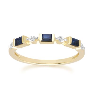 Klassischer Baguette Saphir & Diamant Eternity Ring in 9 kt Gelbgold