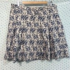 Semantiks Size Extra Large XL Women's Cream Blue Pattern Pleated A-Line Skirt