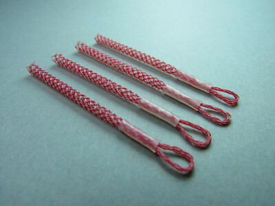4 Braided Loops,Micro-Loops,Minicon-Salmon,Schnurverbinder rot-natur 1,48 /1St.