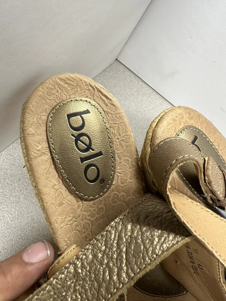 BOLO by Born Sandalia Sandalia Cuero Dorado con Cordones Punta abierta Zapatos TALLA 11 Foto 4 de 4