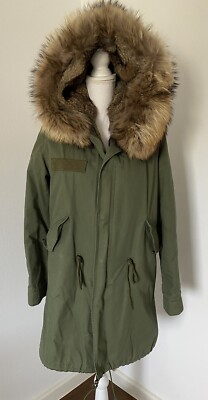 Pelzkragen Parka Oliv Damen Echtfell Kapuze Damen Parka Mit