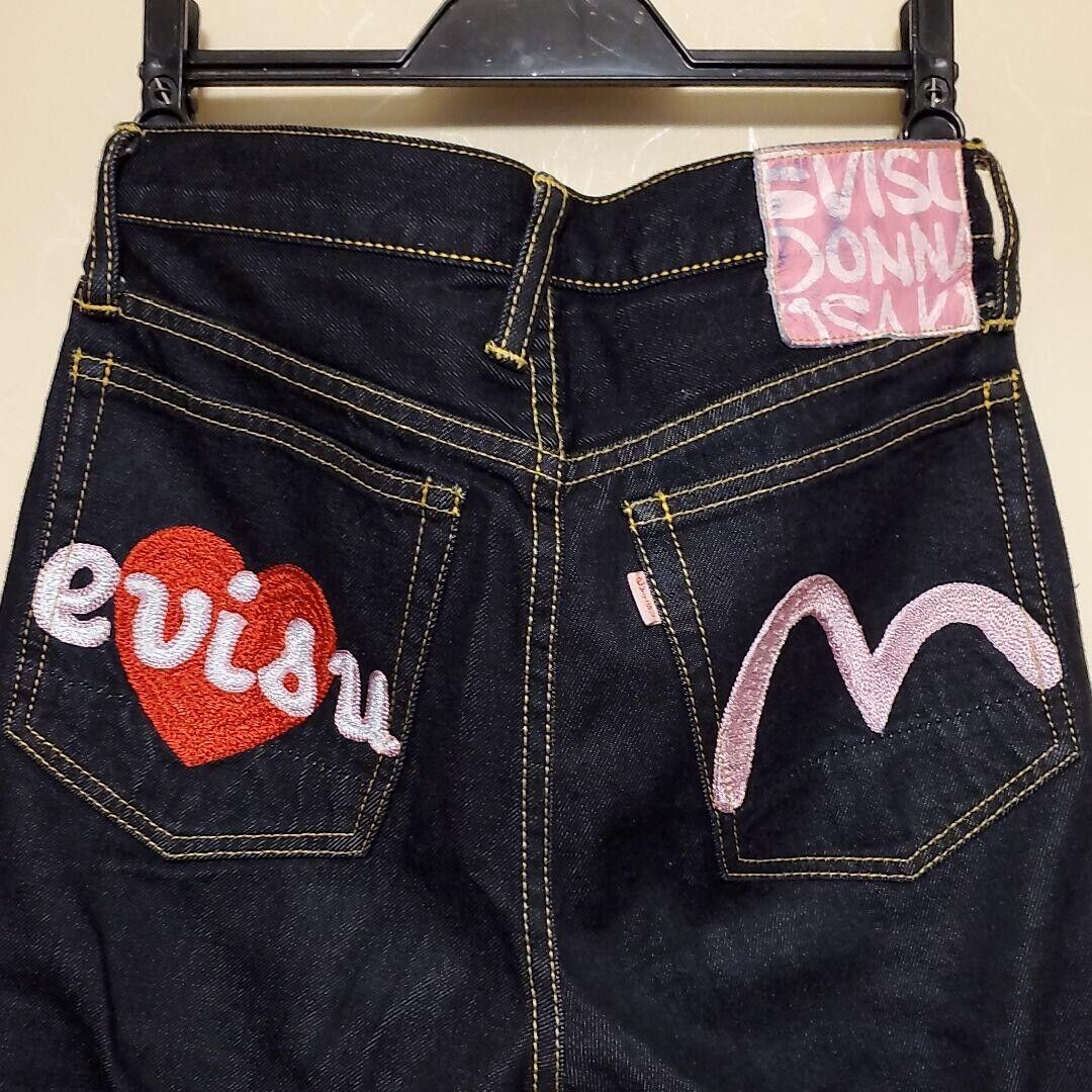 Denim Jeans EVISU DONNA JEANS PINK HEART Selvedge DENIM Denim Jeans EVISU DONNA JEANS PINK HEART Selvedge DENIM