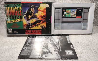Jungle Strike (SNES, 1995) VGC w/ Manual + Case Protector Cleaned & Tested! READ